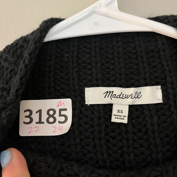 Madewell Womens Black Pullover Sweater XS Chunky Knit Mock Neck Side Button - Picture 10 of 10